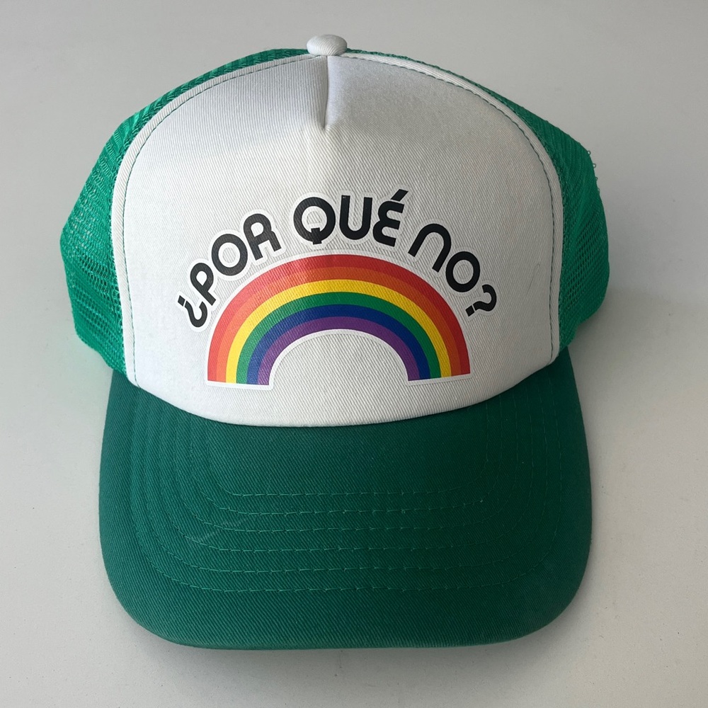Portland Por Qué No? Tacos Rainbow Trucker Hat - Green & White
